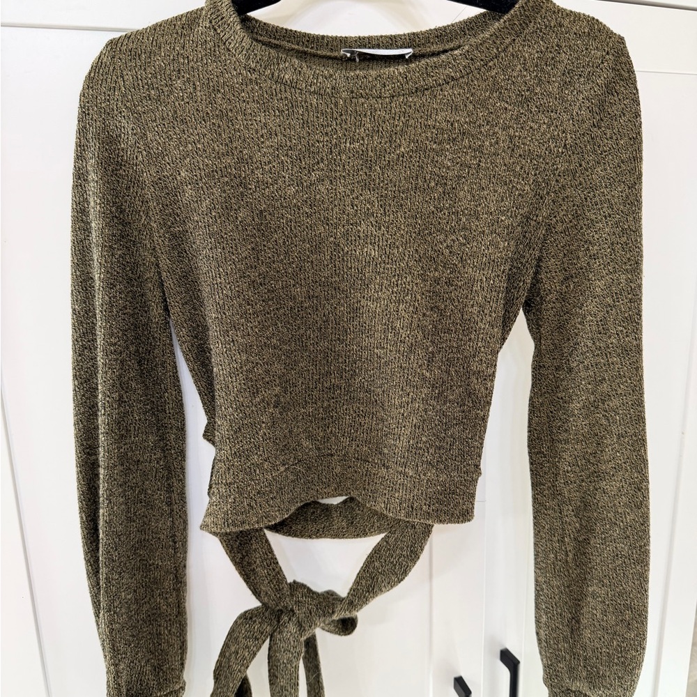 Charlotte Avery Olive Green Women's Knit Tie Top